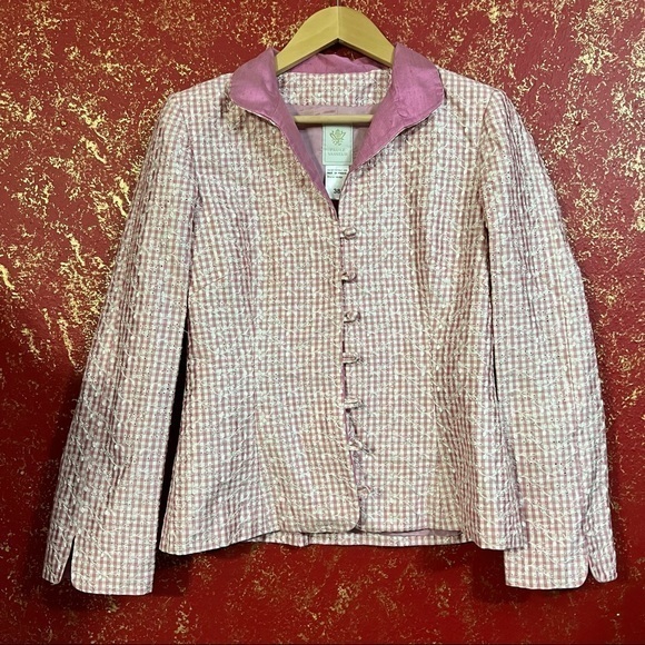 PAULE VASSEUR Silk Pink Eyelet Fabric Barbiecore Barbie core Jacket Blazer 6 38 - Picture 9 of 15
